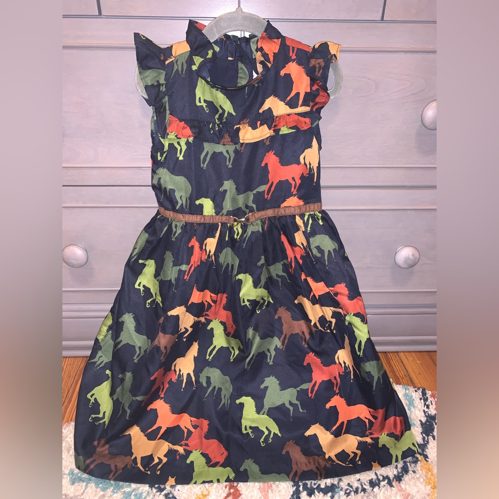 Janie And Jack Colorful Horse Print Dress